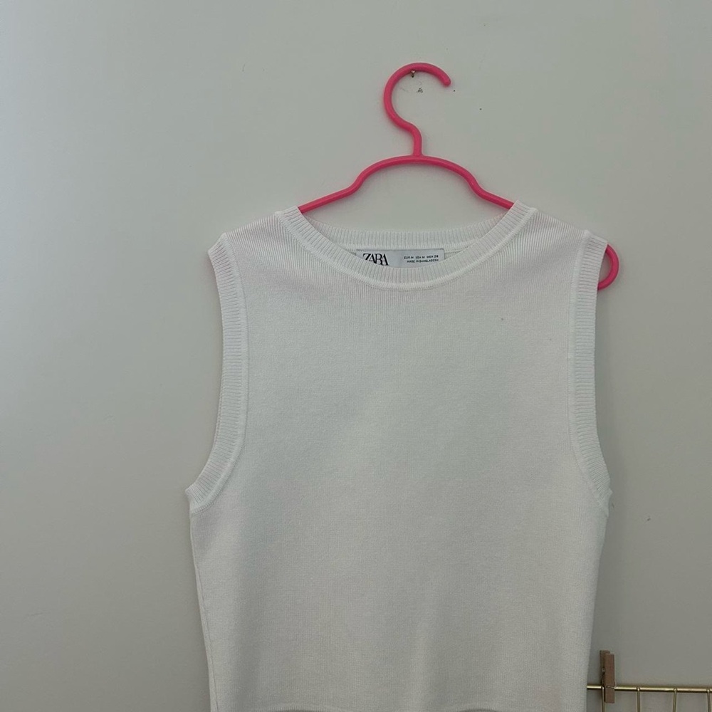 Zara Classic White Ribbed Tank